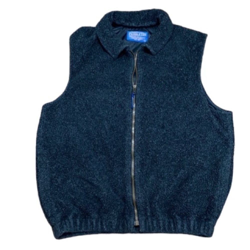 PENDLETON vest Full Zip Fleece Collared Small Black charcoal gray Sherpa